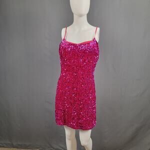 BP Sequin Mini Dress M Hot Pink Sparkle Partywear